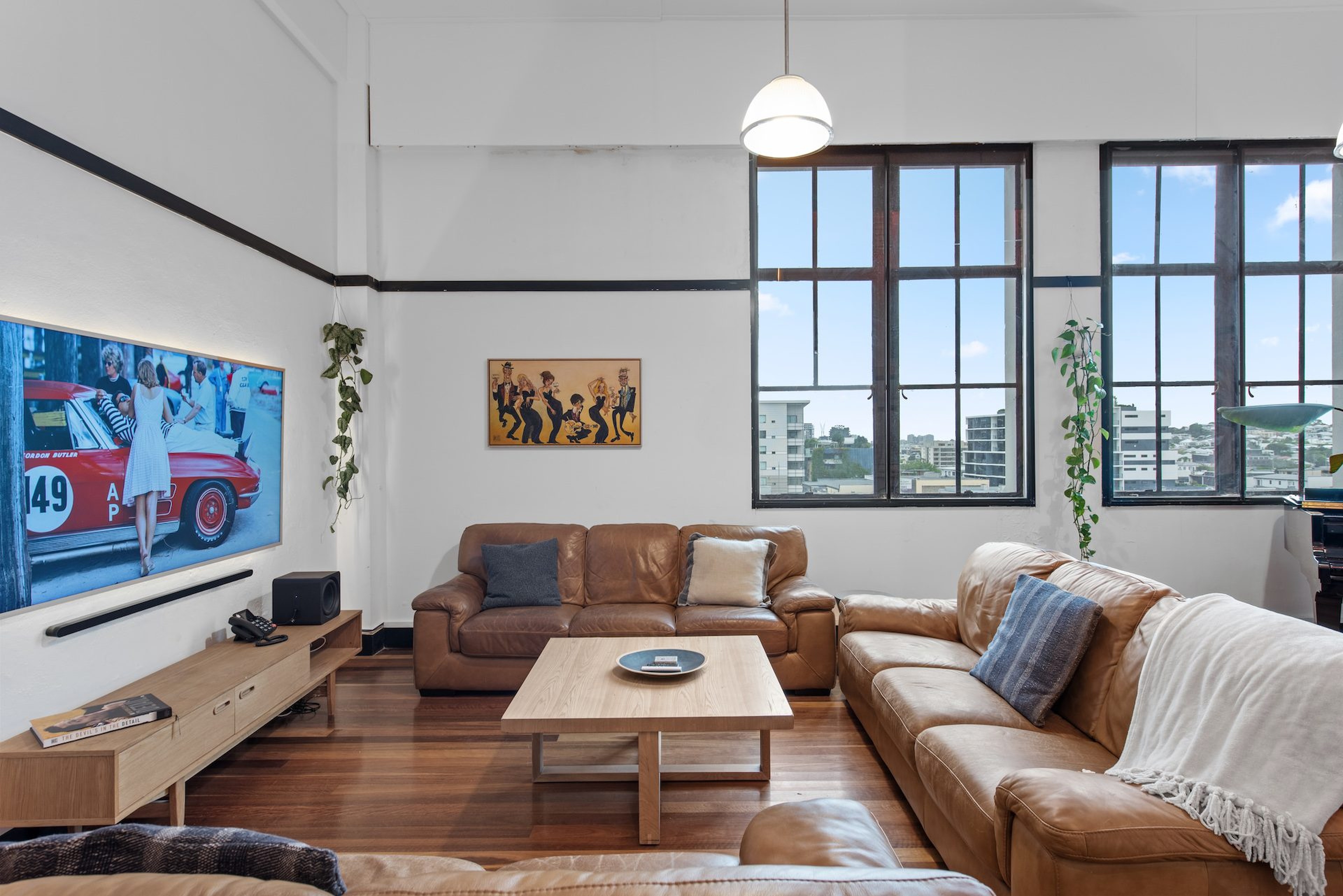 Living room with city view